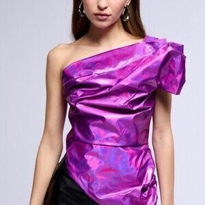LOVE EVERLASTING ONE SHOULDER IRIDESCENT TOP